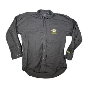 Three Square Missouri Tigers Button Down Shirt Mens 2XL Black Cotton Long Sleeve